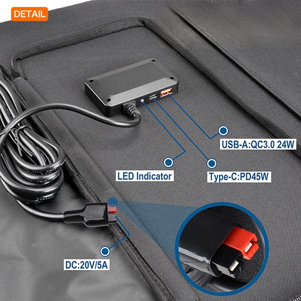 折りたたみ ソーラーパネル 持ち運び 太陽光発電 100W USB-A QC3.0