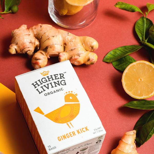HIGHER LIVING 紅茶 ハイアーリビング ジンジャーキック 有機ハーブ