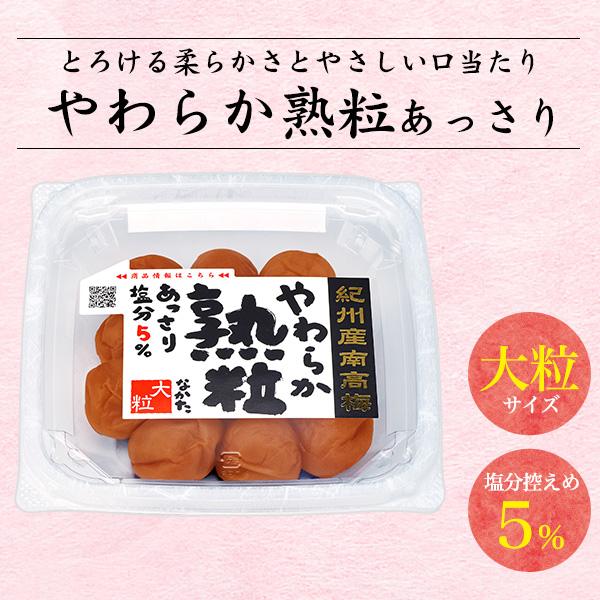 中田食品 和歌山県産 梅干し 塩分5% やわらか熟粒あっさり 大粒サイズ
