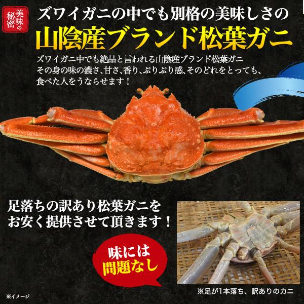 訳あり 足取れ 松葉蟹 極上 釜茹で ボイル 松葉ガニ 1杯 600