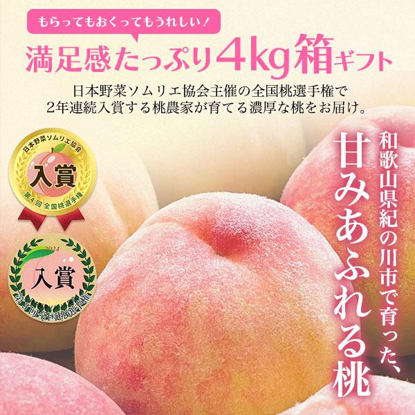 桃 なつっこ 和歌山県産 紀の川市の桃 約4kg 10〜15玉入り 最上等級 赤