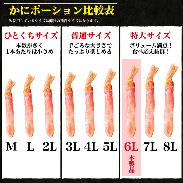 生ズワイガニ 棒ポーション 30本入り 約1kg(500g×2) 特大 6L 生ズワイガニ 棒ポーション 30本入り 約1kg(500g×2) 特大 6L