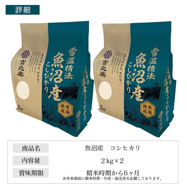 吉兆楽（キッチョウラク） 令和7年産 魚沼産 コシヒカリ 4kg 2kg×2袋