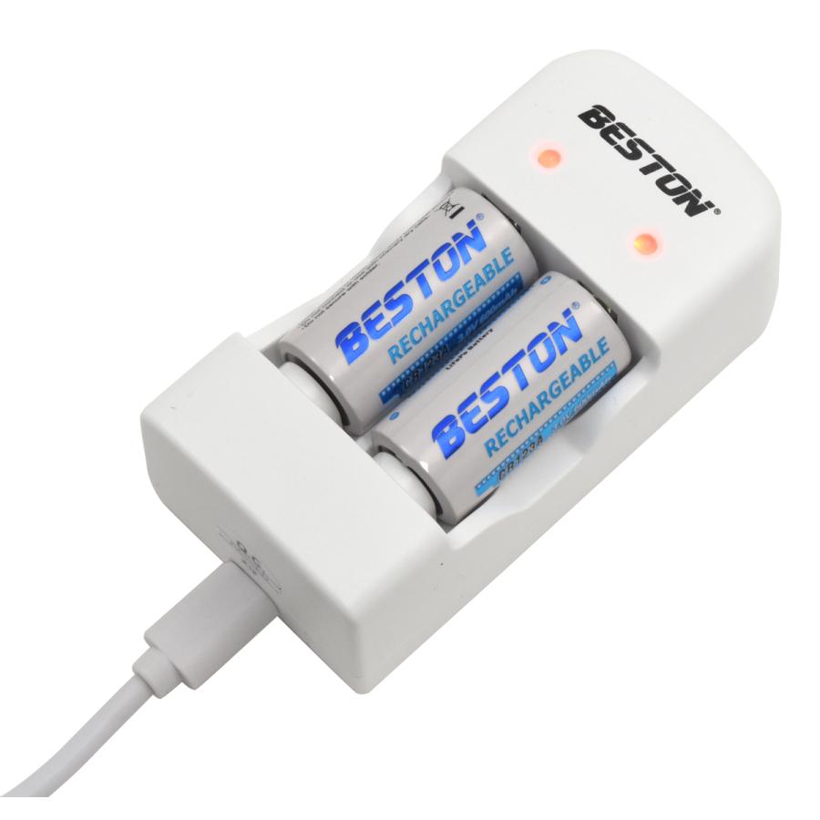 CR123A 対応 USB 充電器 充電池 セット cr123a リチウム充電池 2個入り