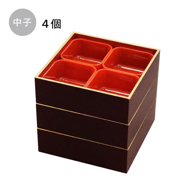 赤色 漆器 重箱 3段 山田平安堂 漆器 山田平安堂 6寸 三段重 洗朱／黒 お重箱/漆塗り