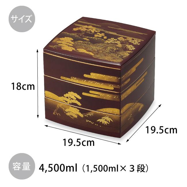 越前漆器 3段重箱 山久漆工　台付き　箱付き　レトロ　年代物　金箔装飾　おせち 越前漆器 3段重箱 山久漆工 台付き 箱付き レトロ 年代物 金箔装飾