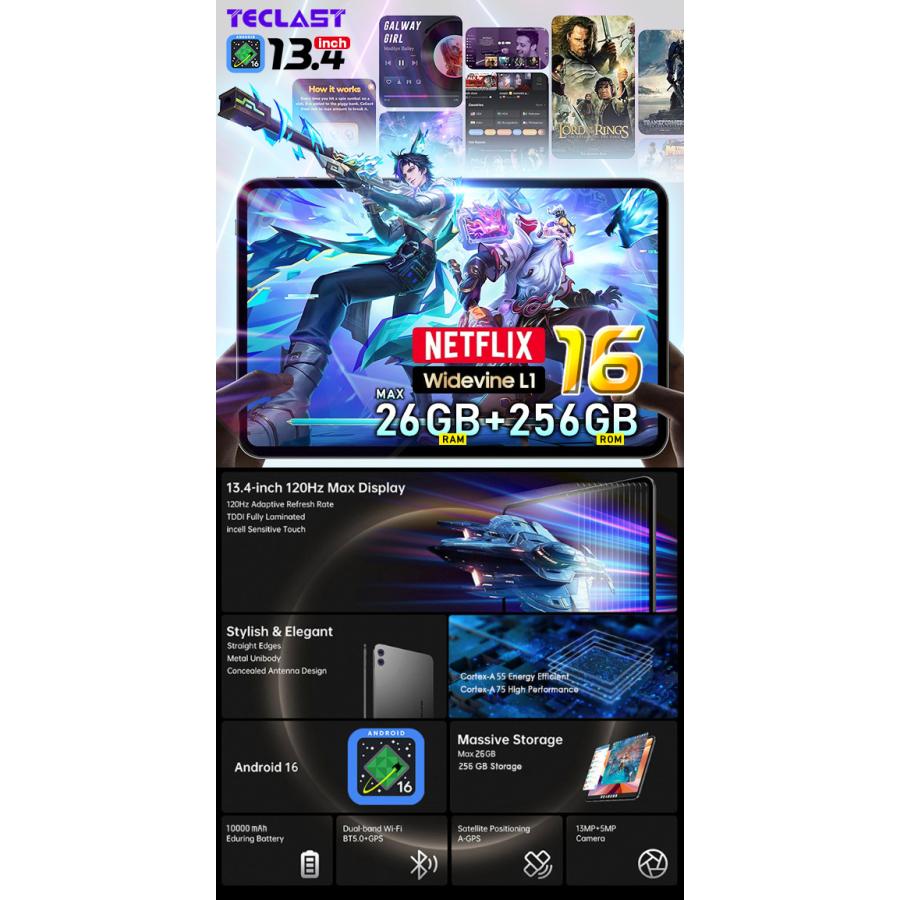 大画面13.4インチ Android16 TECLAST タブレット Amazon.co.jp: タブレット Android 16 TECLAST T65 大型アンドロイド