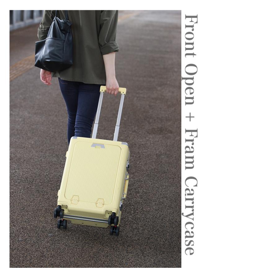 前開きスーツケース キャリーケース 超軽量 耐衝撃 TSAロック 静音 Mサイズ PROEVO スーツケース キャリーケース フロントオープン 前開き M