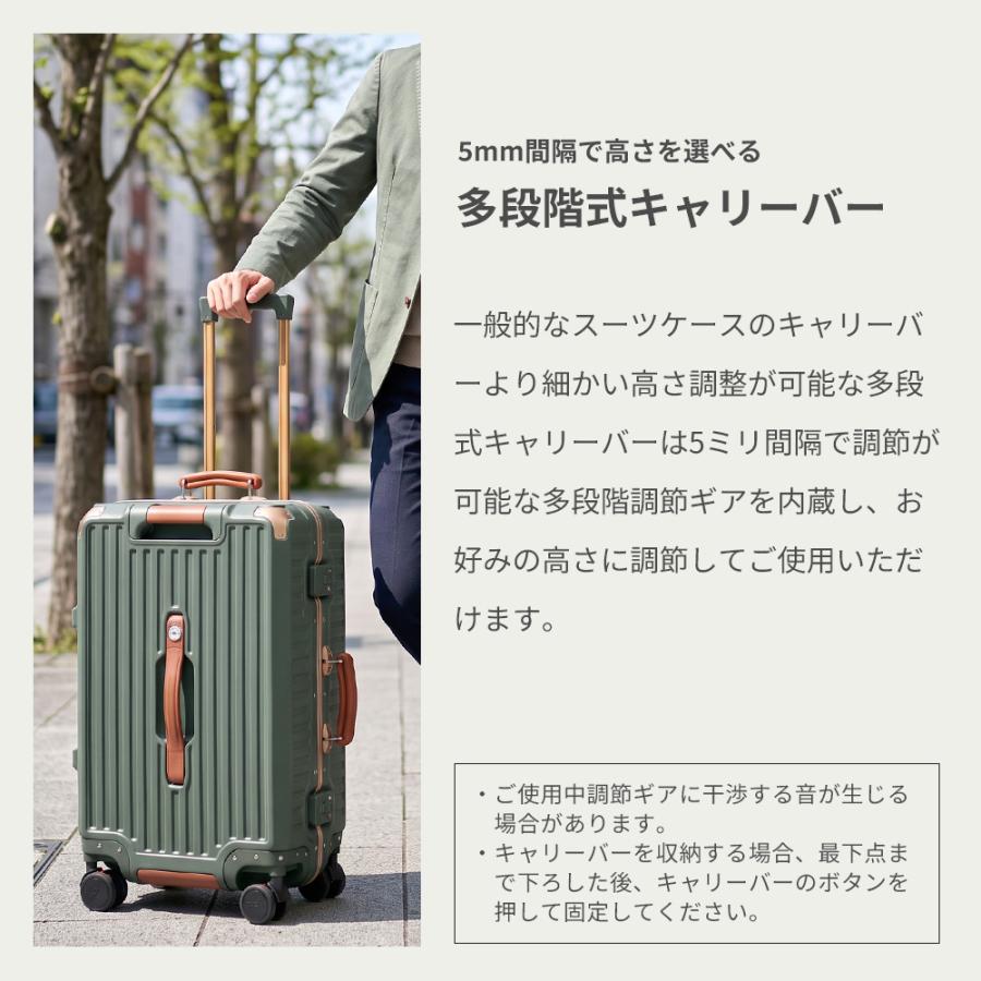 スーツケース キャリーケース Mサイズ ｍ フレーム 大容量 レトロ 静音 キャスター ブレーキ ストッパー TSAロック BOX 旅行 国内 海外 | PROEVO | 23