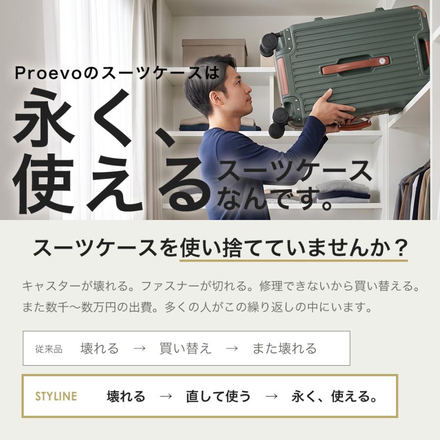 スーツケース キャリーケース Mサイズ ｍ フレーム 大容量 レトロ 静音 キャスター ブレーキ ストッパー TSAロック BOX 旅行 国内 海外 | PROEVO | 10