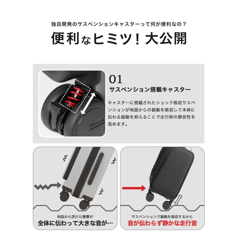 スーツケース キャリーケース 機内持ち込み ソフトキャリー 横型 Sサイズ s フロントオープン 取り外しキャスター ストッパー ビジネス 出張 2泊3日 爆買 | PROEVO | 07