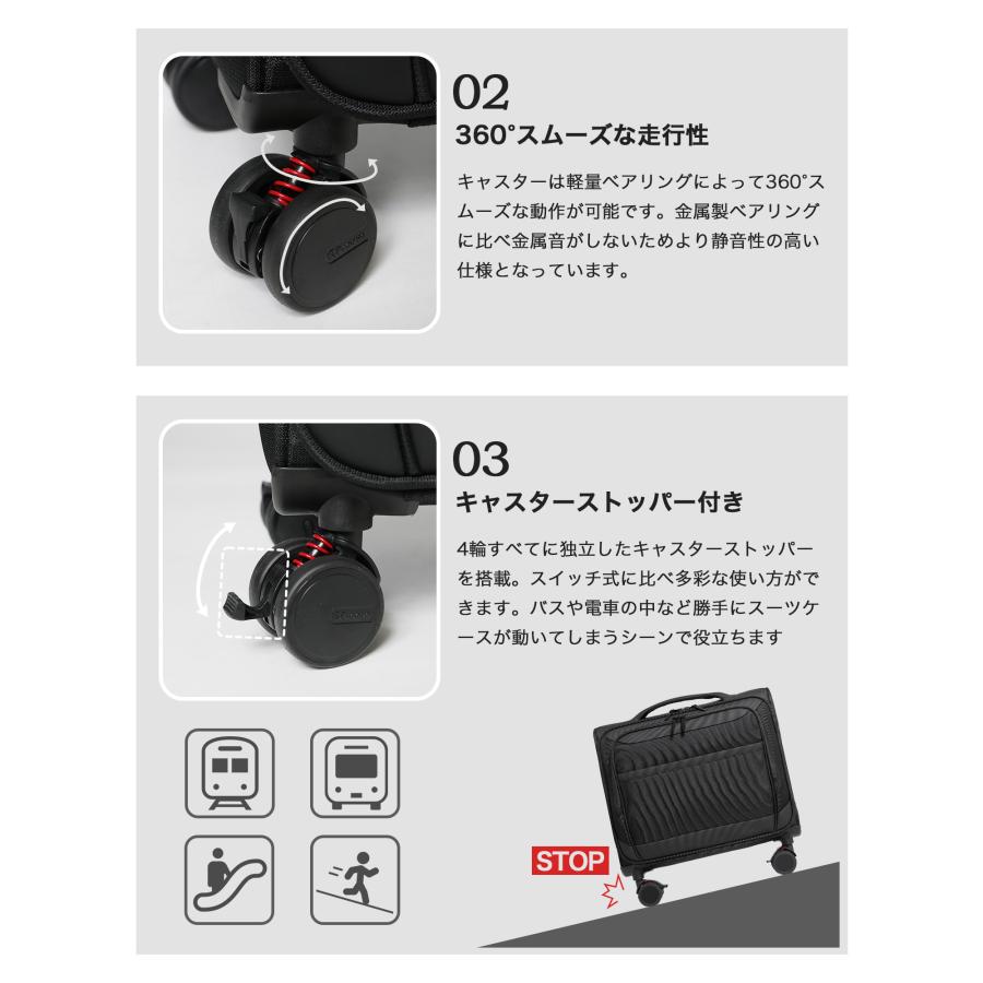 スーツケース キャリーケース 機内持ち込み ソフトキャリー 横型 Sサイズ s フロントオープン 取り外しキャスター ストッパー ビジネス 出張 2泊3日 爆買 | PROEVO | 08