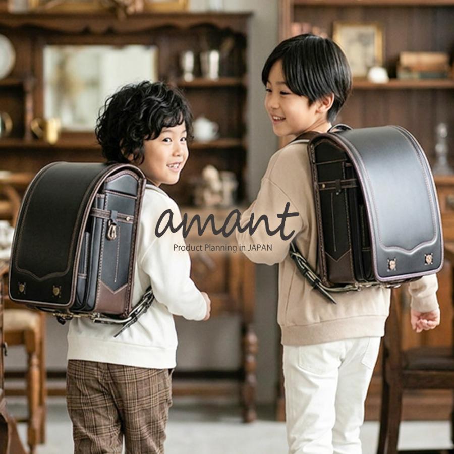 [amant] ランドセル 大きめ 大きい 男の子 男子 7年保証 レビューでプレゼント クラシック 低反発クッション 反射材 安全 かっこいい ダークグリーン ブラック | amant | 22
