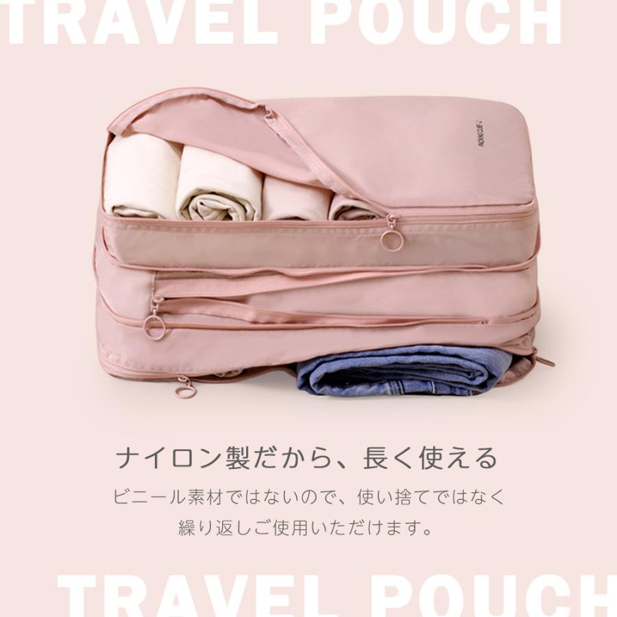 圧縮 トラベルポーチ Mサイズ Lサイズ 衣類スペース 2層タイプ 30％ 節約 旅行 収納 撥水 圧縮袋 軽量 仕分け おしゃれ トラベルバッグ パッキング |  | 13