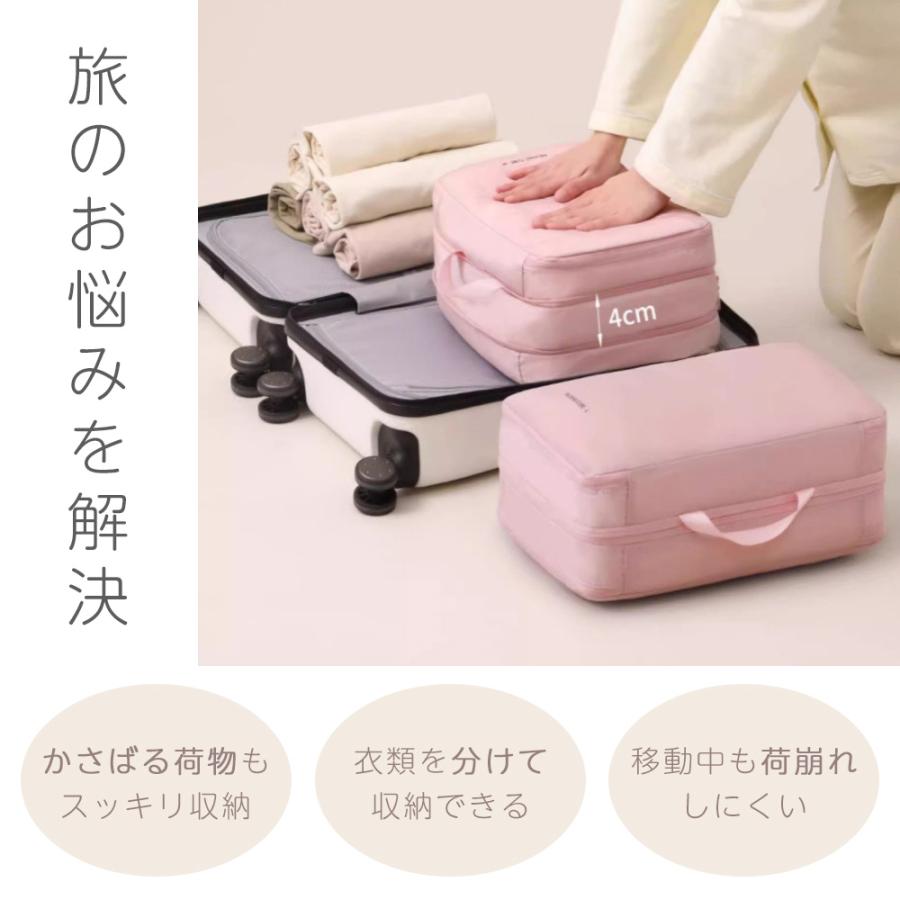 圧縮 トラベルポーチ Mサイズ Lサイズ 衣類スペース 2層タイプ 30％ 節約 旅行 収納 撥水 圧縮袋 軽量 仕分け おしゃれ トラベルバッグ パッキング |  | 01