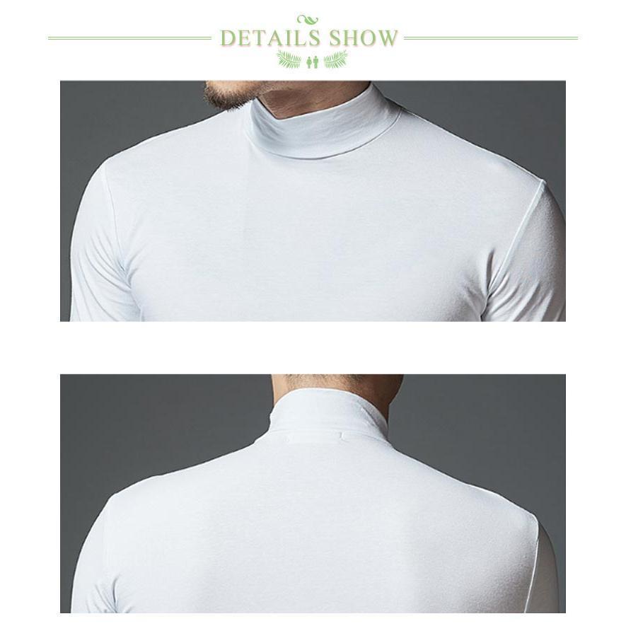 2枚セットTシャツ メンズ 長袖 ロンT 無地 ハイネック タイトフィット