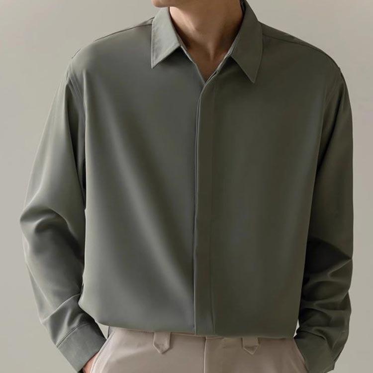 比翼仕立て シャツ メンズ ワイシャツ 長袖 ビジネスシャツ ノー