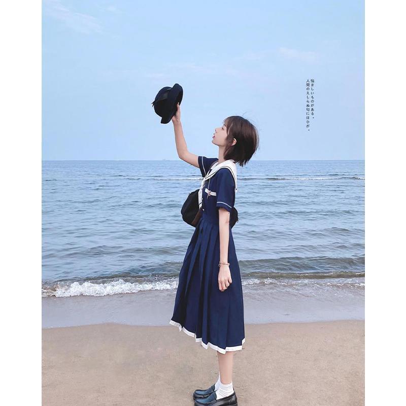 セーラーワンピース レディース 半袖 ワンピース セーラー風