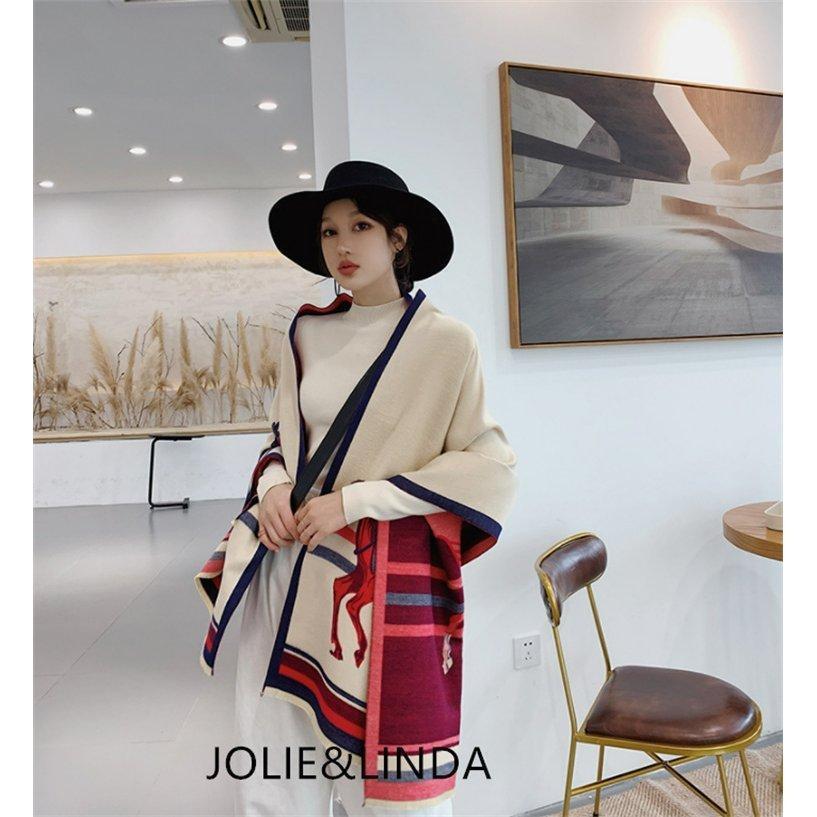 大 ホース柄 ストール ショール マフラー 馬柄 カシミヤ ブランケット