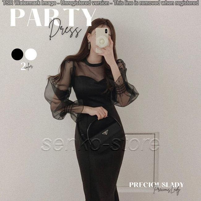 パーティードレス レディース ブラック ホワイト シースルー タイト ワンピ ワンピース 結婚式 パーティ 成人式 お呼ばれ 花嫁 二次会 フォーマル | 