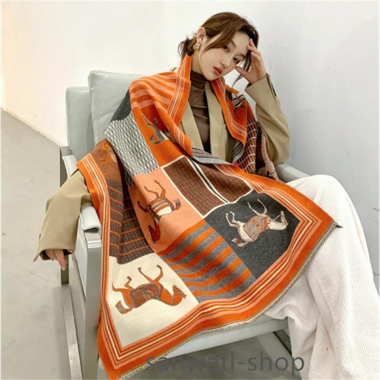 大 ホース柄 ストール ショール マフラー 馬柄 カシミヤ ブランケット