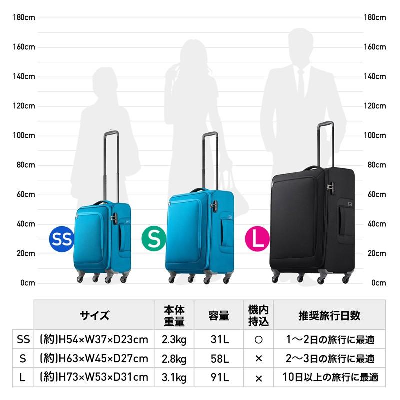 スーツケース ACE エース 91L M キャリーケース5-6泊用 4輪 TSAロック 軽量ソフトキャリー ロックペイントSS 35703｜tabigoods｜02