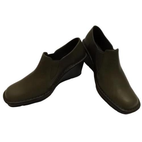 インコルジェ 2027 オリーブ ウェッジハイヒールスリッポンシューズ