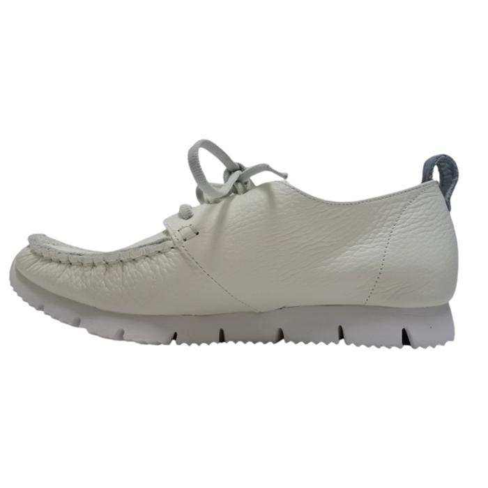 arui_toe 3955 オフホワイト 本革コンフォートモカシンデッキシューズ 