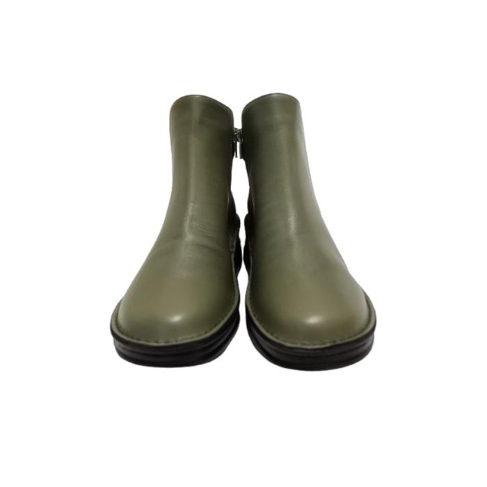 インコルジェ 7128 モスグリーンコンビ バイカラーショートブーツ 送料