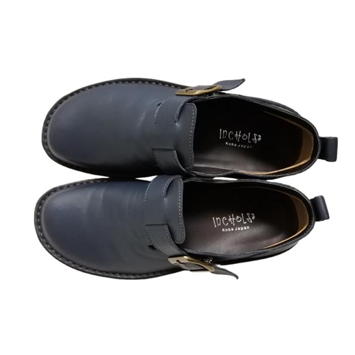 インコルジェ8005 ダークネイビー ベルト付カジュアルシューズ 送料