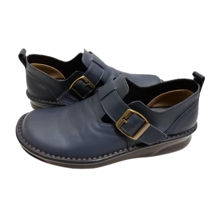 インコルジェ8005 ダークネイビー ベルト付カジュアルシューズ 送料