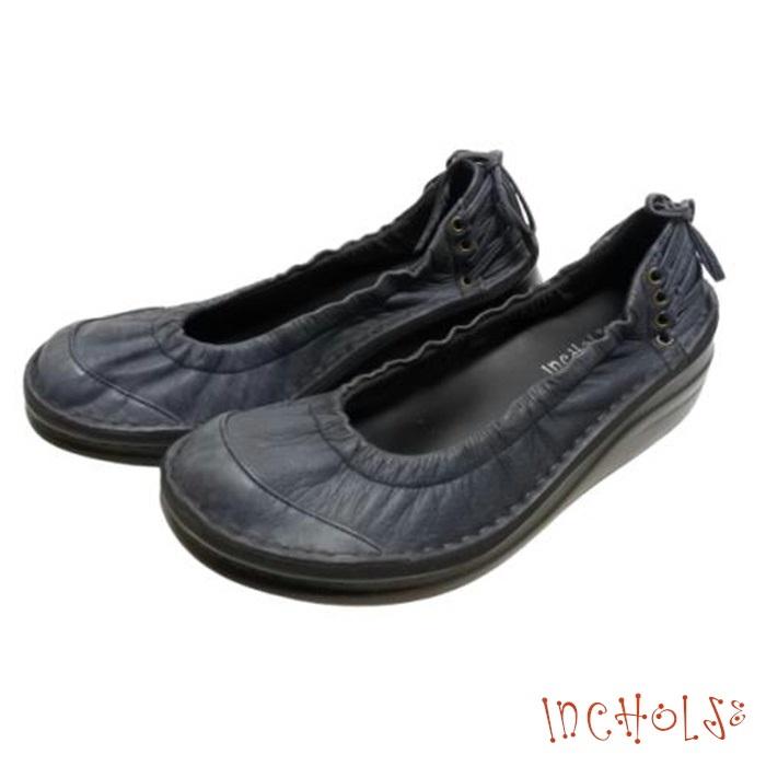 在庫処分 足まわりがフィット 気持ちいいパンプス インコルジェ 94 ブルー バックリボンバレエシューズパンプス シューズ