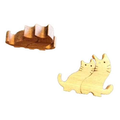 三上工作所 無垢材 木製 ネコ 猫の置き物 ペアキャット 小物 置物 送料