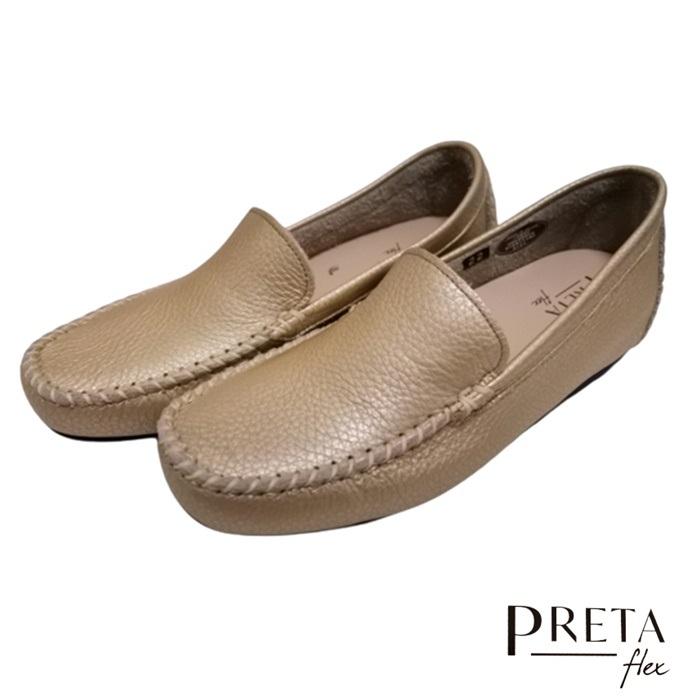 PRETA flex P1101 シャンパンゴールド 本革レザープレーンモカシン