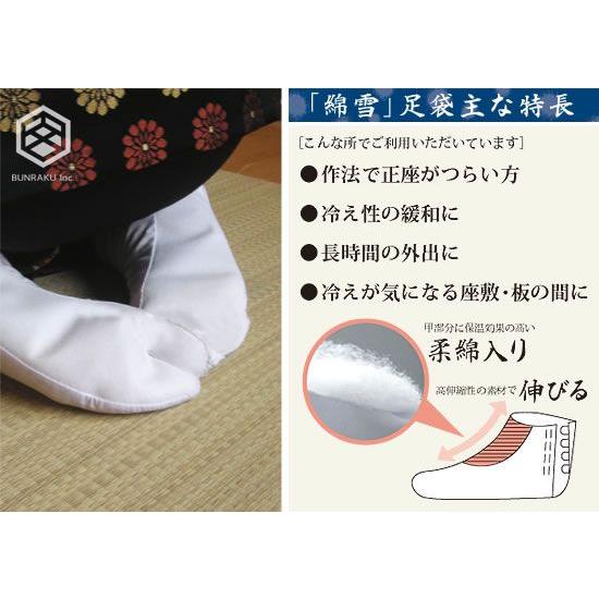 足袋 白 甲綿入り のびる足袋 晒裏 ネル底 4枚こはぜ 綿雪 21.5〜29.0
