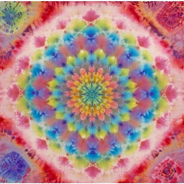 タイダイ染め タペストリー Hippies Dye最新作 暖照光色曼荼羅 ハーフ