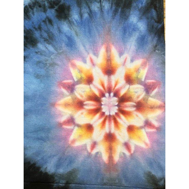 タイダイ染め 長袖Tシャツ Lサイズ 曼荼羅 ブルー×ブラック : 旅空