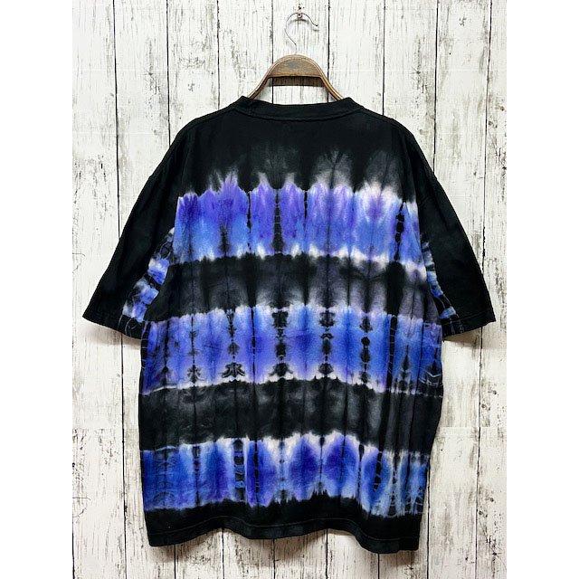 タイダイ染め ビッグシルエット Tシャツ Lサイズ ブラック×ブルー 