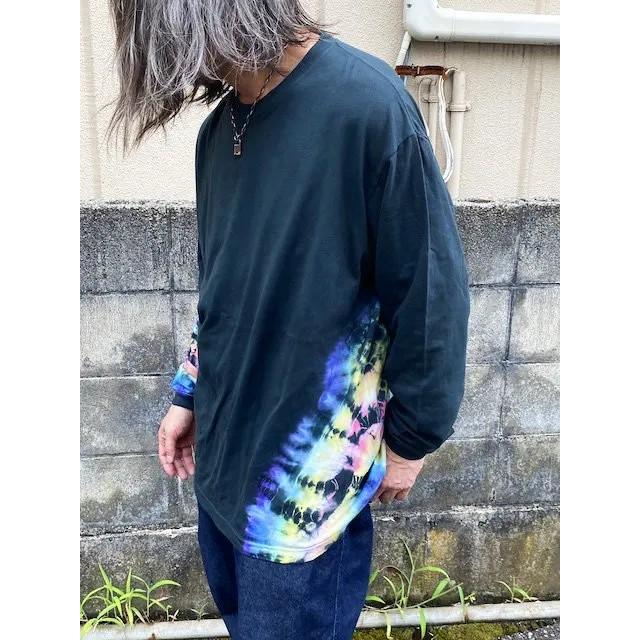 タイダイ染め ビックシルエット 長袖Tシャツ M~XLサイズ ブラック
