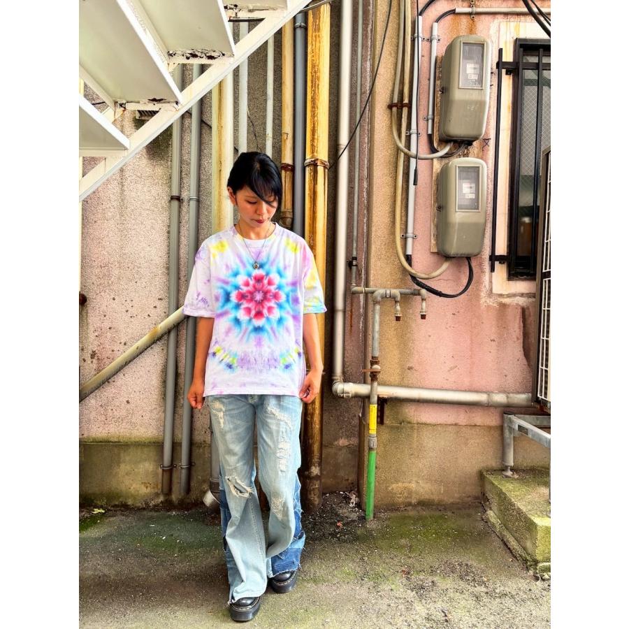 タイダイ染め ビッグシルエット Tシャツ Sサイズ 曼荼羅 カラフル ムラ