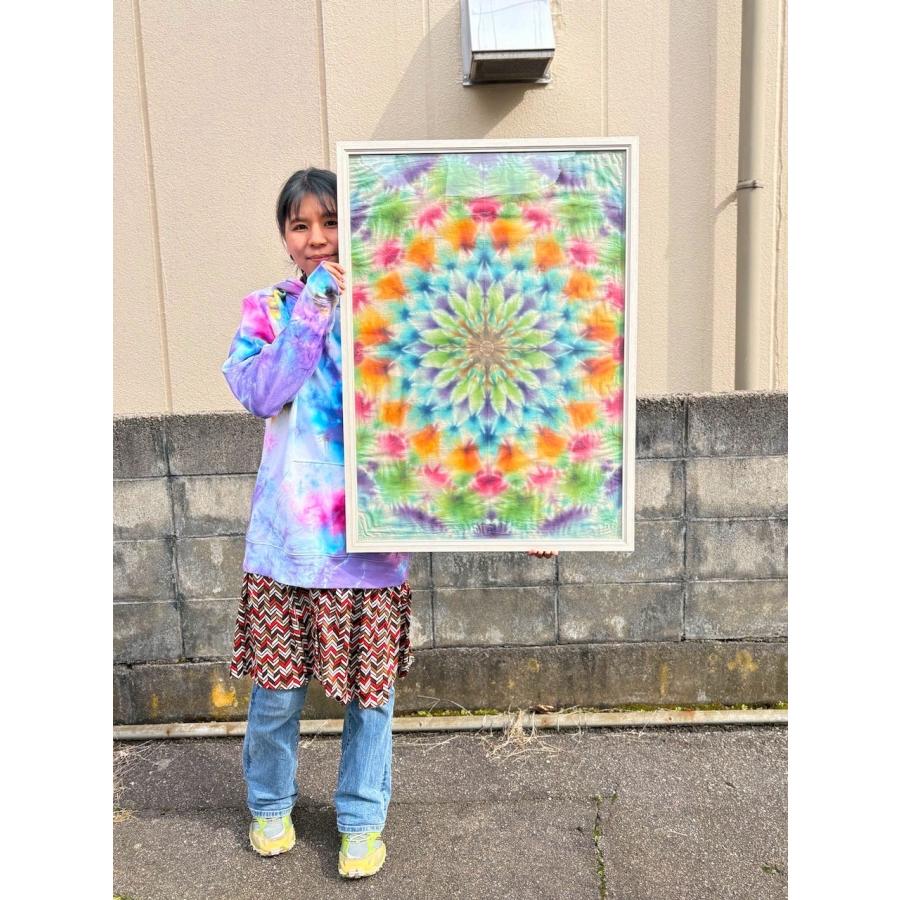 タイダイタペストリー86x96 タイダイ染め タペストリー 曼荼羅 額入り ポスターサイズ 600×900