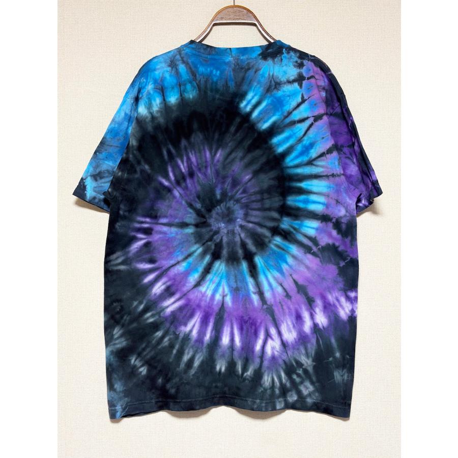 タイダイ Tシャツ Lサイズ パープル×ブラック スパイラル Hippies Dye