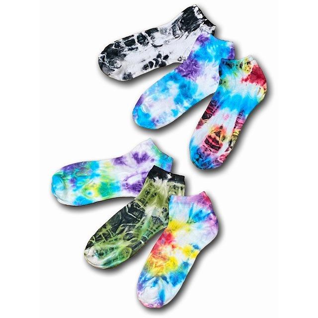 蛍光タイダイ タイダイ染め ソックス メンズ 25-27cm HIPPIES DYE新作 : 旅空