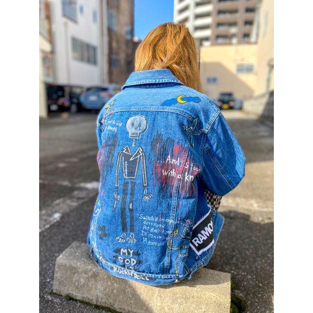 ペイントデニムジャケット 手描き And Stood with a knife : 旅空