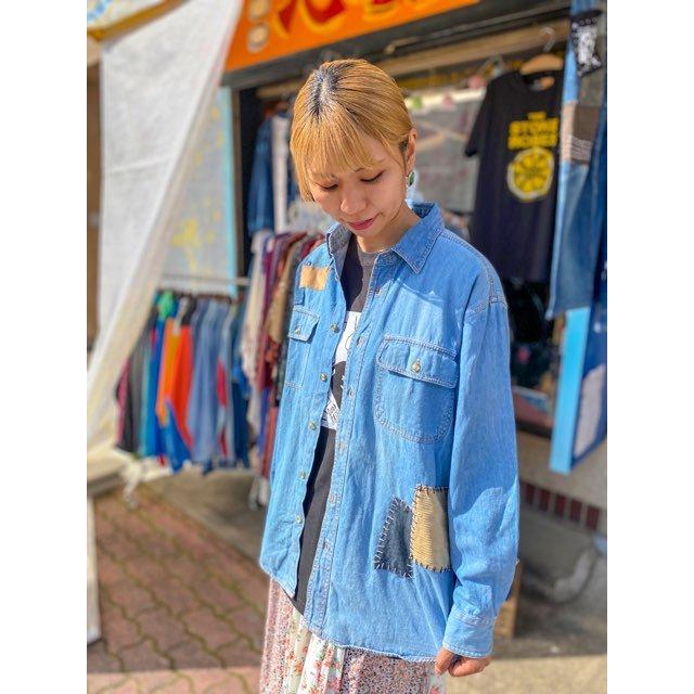 オリジナルリメイクデニムシャツ パッチワーク : 旅空 tabisora