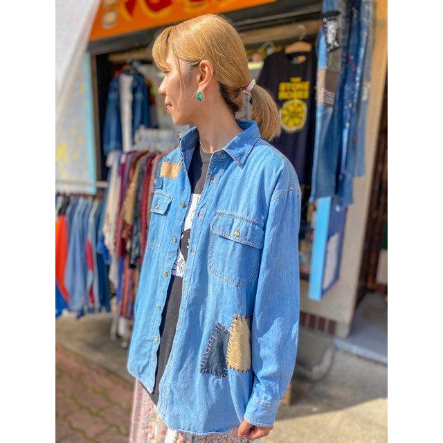 オリジナルリメイクデニムシャツ パッチワーク : 旅空 tabisora