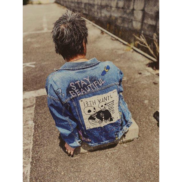 ペイントデニムジャケット 手描き ワッペン パッチワーク シド