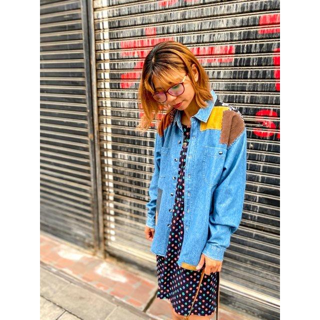 オリジナルリメイクデニムシャツ パッチワーク ヒッピー : 旅空