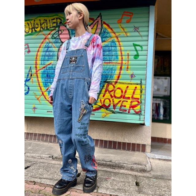 ハンドペイント サロペット オーバーホール 古着 手描き : 旅空