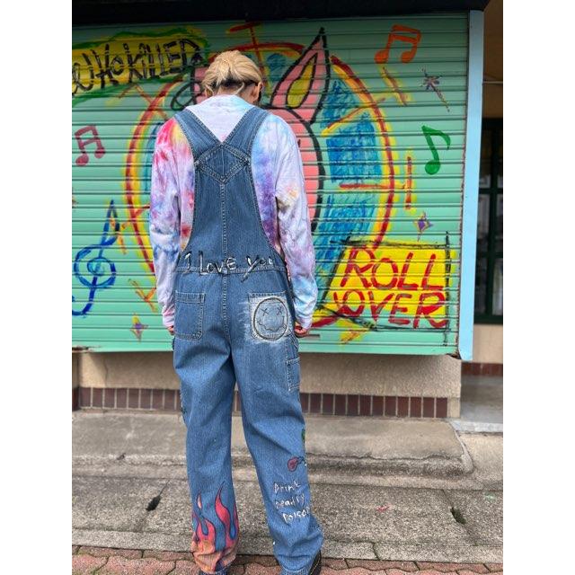 ハンドペイント サロペット オーバーホール 古着 手描き : 旅空